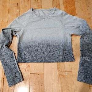 VICTORIA SECRET PINK WOMEN'S WORKOUT CROPPED TOP GRAY LARGE
